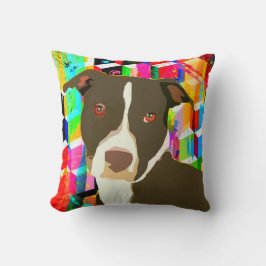 Cojín Decorativo Retrato de Pitbull Pop Art