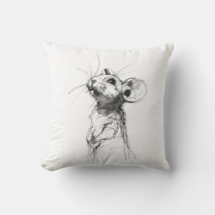 Cojín Decorativo Retrato de Ratón Adorable 