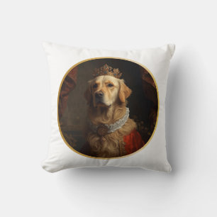 Cojín Decorativo Retrato de Reina Renacentista Golden Retriever