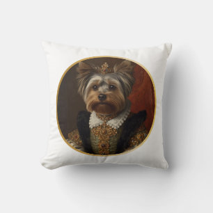 Cojín Decorativo Retrato de Reina Renacentista Yorkshire Terrier