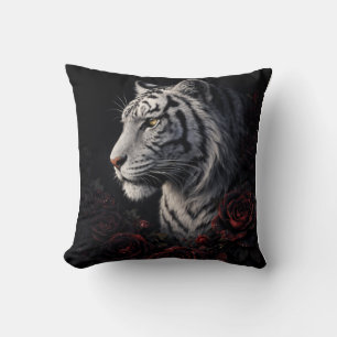 Cojín Decorativo Retrato de Tigre Blanco – Poder Tranquilo y Mirada