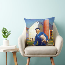 Cojín Decorativo Retrato de un agricultor NC Wyeth 1943 Americana A