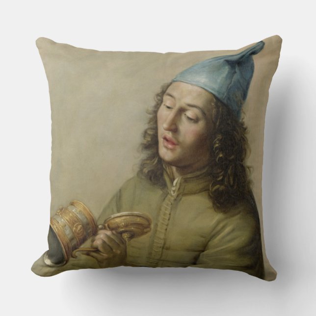 Cojín Decorativo Retrato de un hombre joven que sostiene un tanque (Anverso)