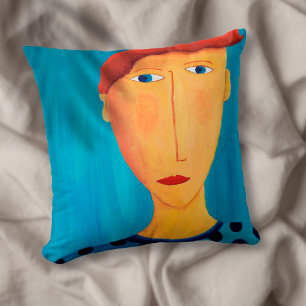 Cojín Decorativo Retrato de un hombre Pintura de arte contemporáneo