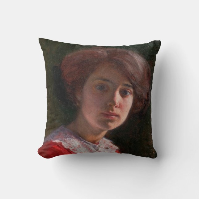 Cojín Decorativo Retrato de una dama (por Elin Danielson-Gambogi) (Anverso)