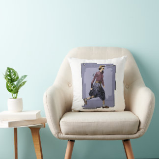 Cojín Decorativo Retrato de una mujer elegante caminando a mitad de