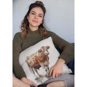 Cojín Decorativo Retrato de vaca de granja rústica