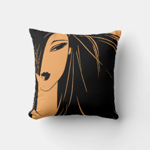 Cojín Decorativo Retrato del chica con pelo desechado