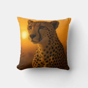 Cojín Decorativo Retrato del guepardo al atardecer