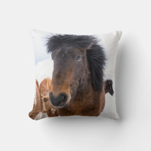Cojín Decorativo Retrato Divertido de un Caballo Islandés
