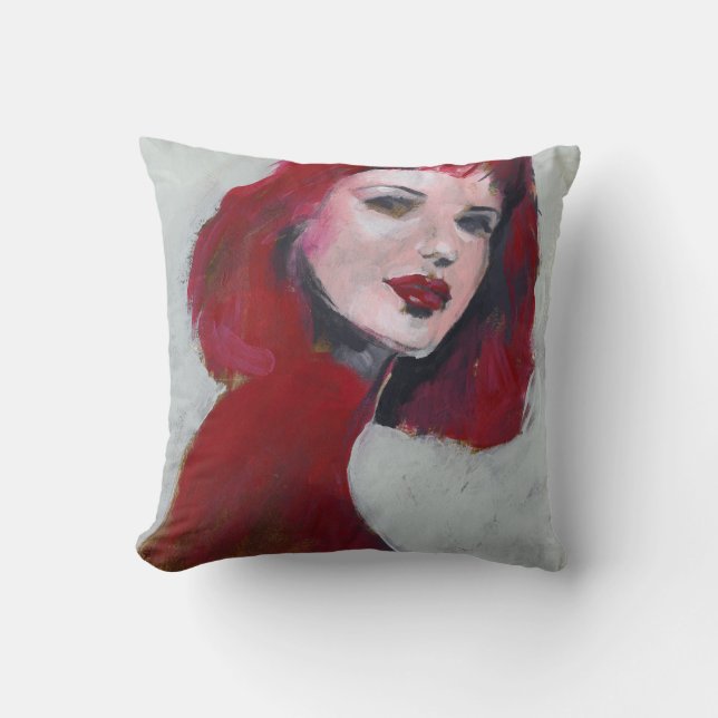 Cojín Decorativo Retrato Fem - Rojo (Anverso)