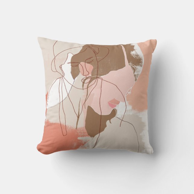 Cojín Decorativo Retrato femenino de contorno pintado (Anverso)
