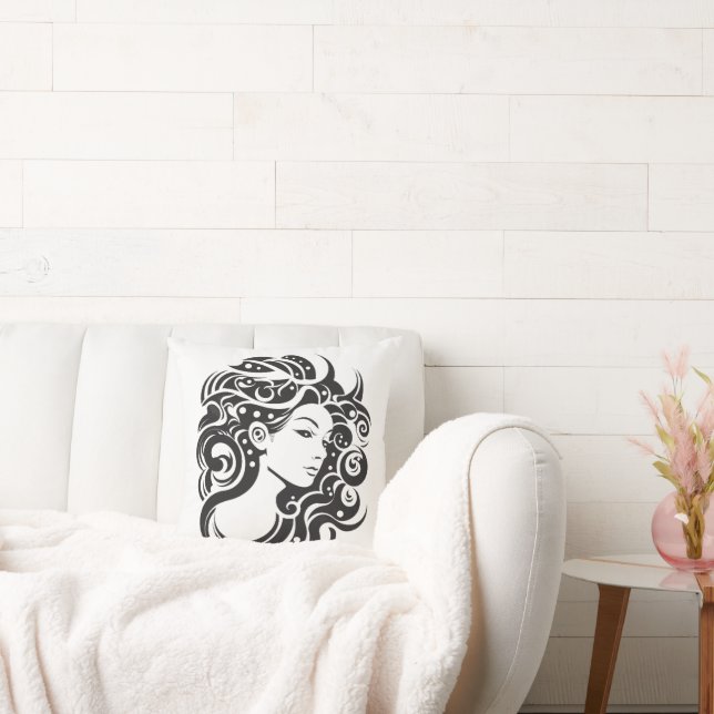 Cojín Decorativo Retrato femenino de Virgo (Sofá)