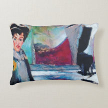 Retrato femenino vintage con fondo abstracto