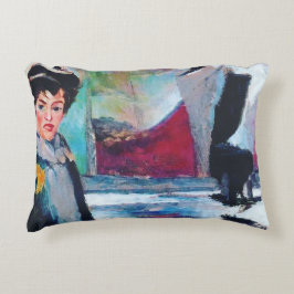 Cojín Decorativo Retrato femenino vintage con fondo abstracto