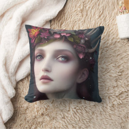 Cojín Decorativo Retrato floral de diosa de invierno