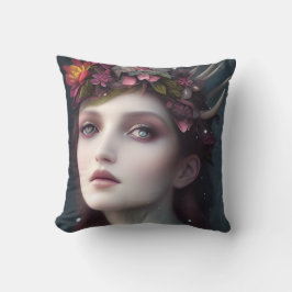 Cojín Decorativo Retrato floral de diosa de invierno