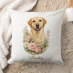 Cojín Decorativo Retrato Floral de Labrador