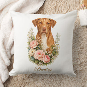 Cojín Decorativo Retrato Floral de Vizsla