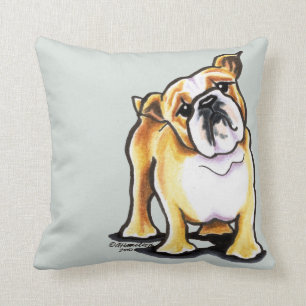 Cojín Decorativo Retrato inglés blanco del bulldog del cervatillo