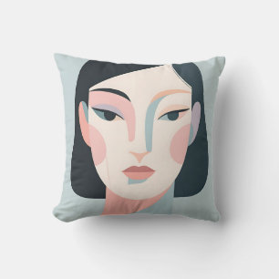 Cojín Decorativo Retrato minimalista geométrico abstracto de mujer