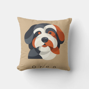Cojín Decorativo Retrato moderno abstracto de Bernedoodle geométric