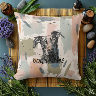Cojín Decorativo Retrato moderno de Doberman – Pincelada abstracta