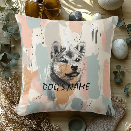 Cojín Decorativo Retrato moderno de Shiba Inu – Pincelada artística