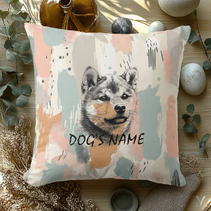 Cojín Decorativo Retrato moderno de Shiba Inu – Pincelada artística