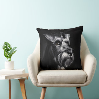 Cojín Decorativo Retrato monocromo de Schnauzer