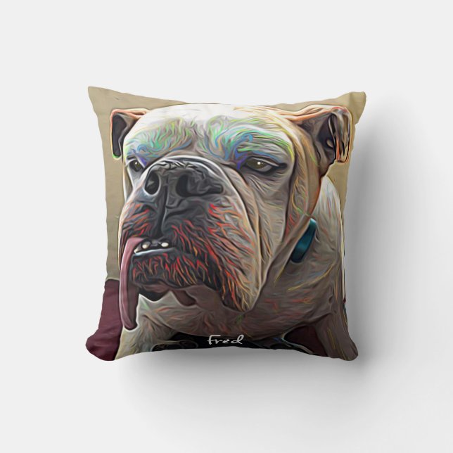 Cojín Decorativo Retrato personalizado de mascota de bulldog (Anverso)