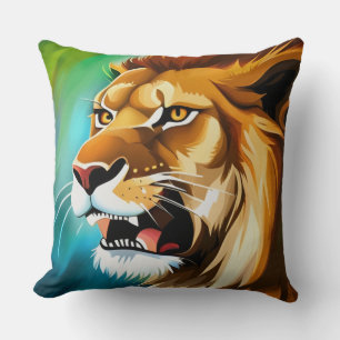 Cojín Decorativo Retrato posado en el lado del león, de color rojo-