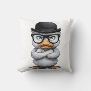 Cojín Decorativo Retrato rápido de pato con anteojos y Gorra