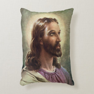 Cojín Decorativo Retrato religioso vintage de Jesucristo con halo