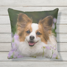 Cojín Decorativo Retrato romántico lindo del perro de Papillon -