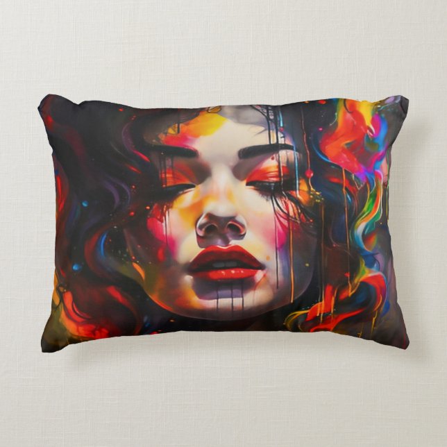 Cojín Decorativo Retrato Surrealista Audaz (Anverso)