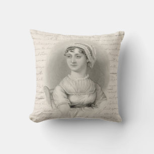 Cojín Decorativo Retrato y manuscrito de Jane Austen