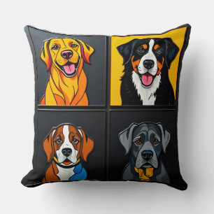 Cojín Decorativo Retratos coloridos de arte pop de perros adorables