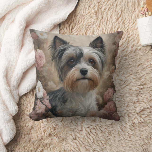 Cojín Decorativo Retratos de raza de perro de flores 13 (Manta)