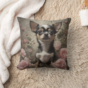 Cojín Decorativo Retratos de razas de perros florales 9