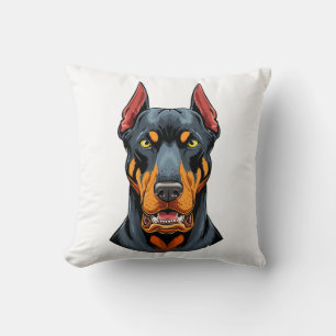 Cojín Decorativo Retratos de un perro Doberman de cabeza vista fron