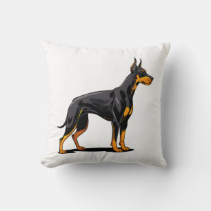Cojín Decorativo Retratos de un perro Doberman de cabeza vista fron