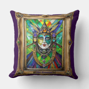 Cojín Decorativo Retratos del Reino de Mardi Gras - La Sacerdotisa