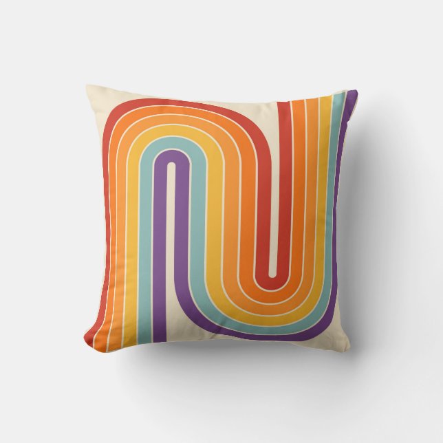 Cojín Decorativo Retro 1970s Style Arched Stripes Geometric Pattern (Anverso)