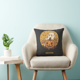 Cojín Decorativo Retro 70 Groovy Fantasma Halloween Moderno de Mita