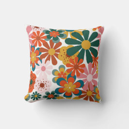 Cojín Decorativo Retro 70's colorida flor de hippie