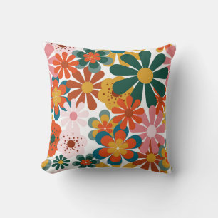 Cojín Decorativo Retro 70's colorida flor de hippie