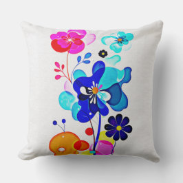 Cojín Decorativo Retro 70s Psychedelic Abstract Fluid Floral