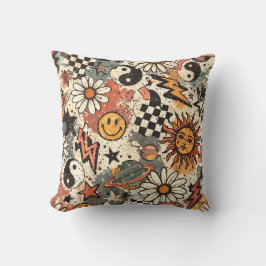 Cojín Decorativo Retro 90s Grunge Celestial Doodle Pattern