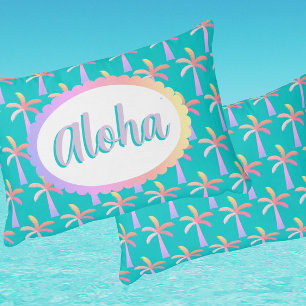 Cojín Decorativo Retro Aloha Palmas Pastel Personalizadas